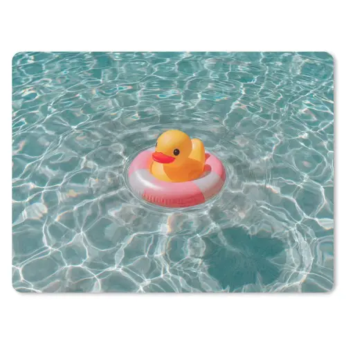 Badeend - Zwemband - Geel muismat rubber klein -3d