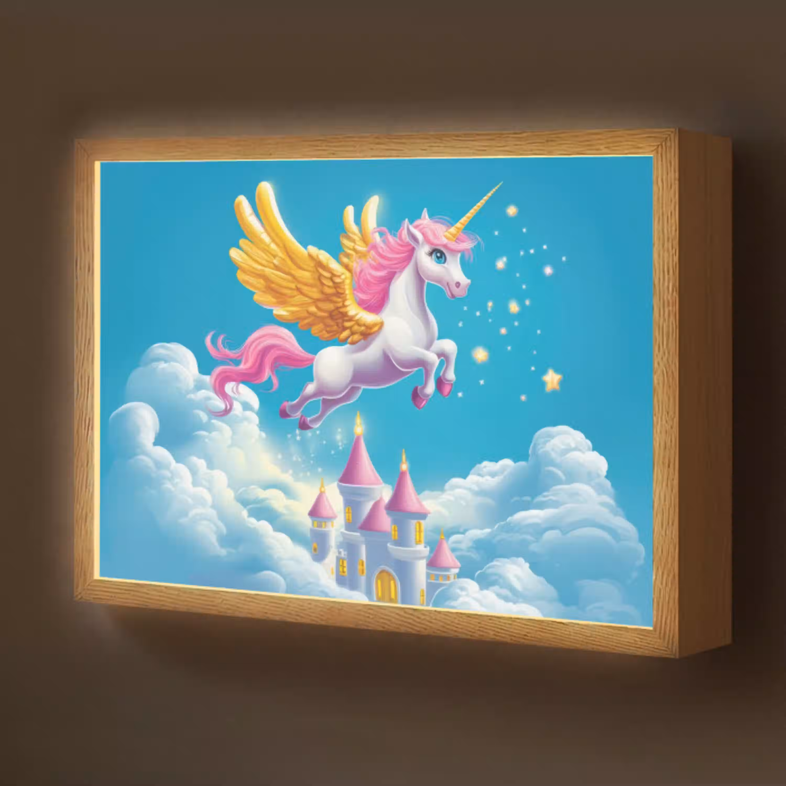 Eenhoorn - Fantasie - Kasteel Light Box met batterij (Wandlamp kind) middel -z3d_website
