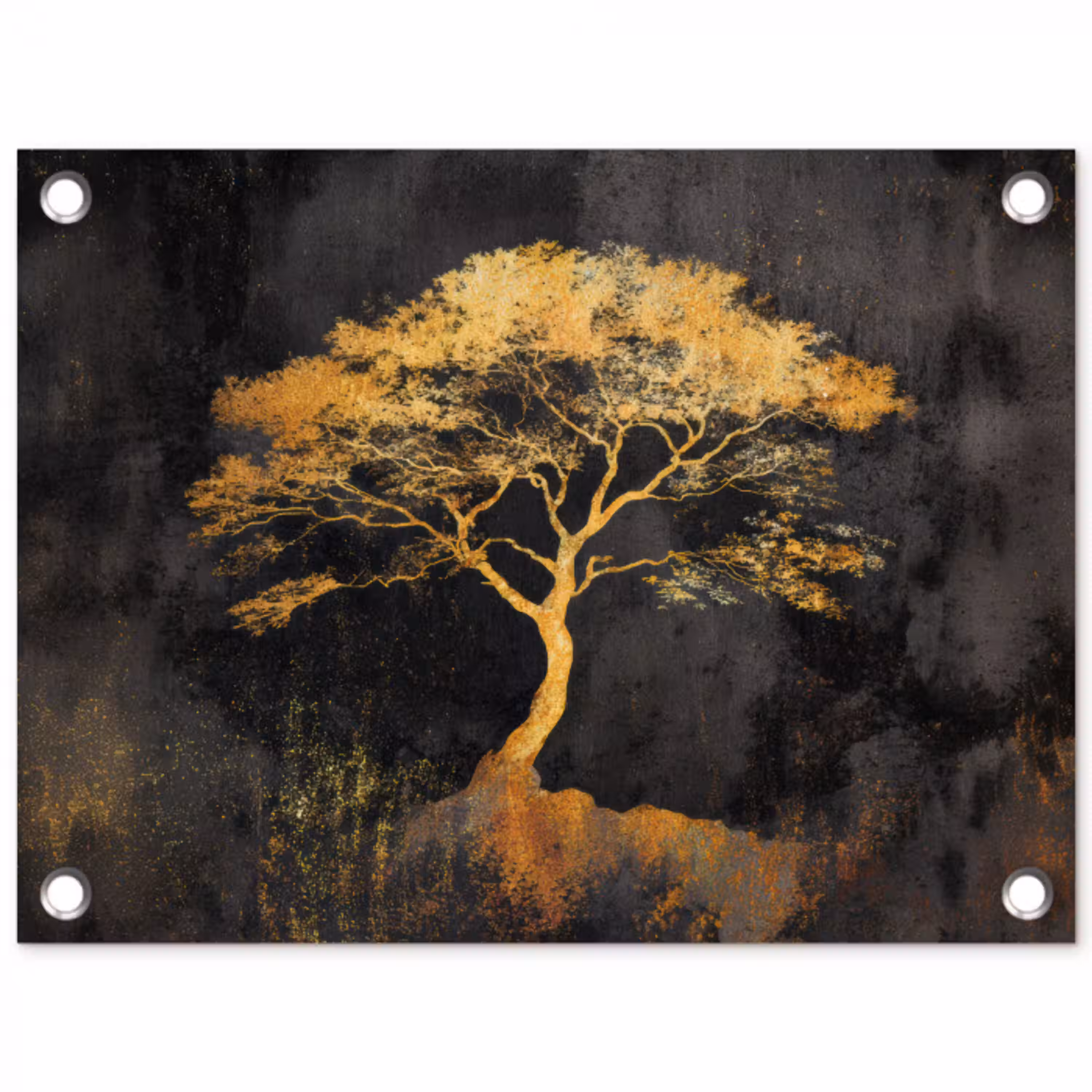 Boom - Schilderij - Goud - Abstract tuinposter los doek klein -3d