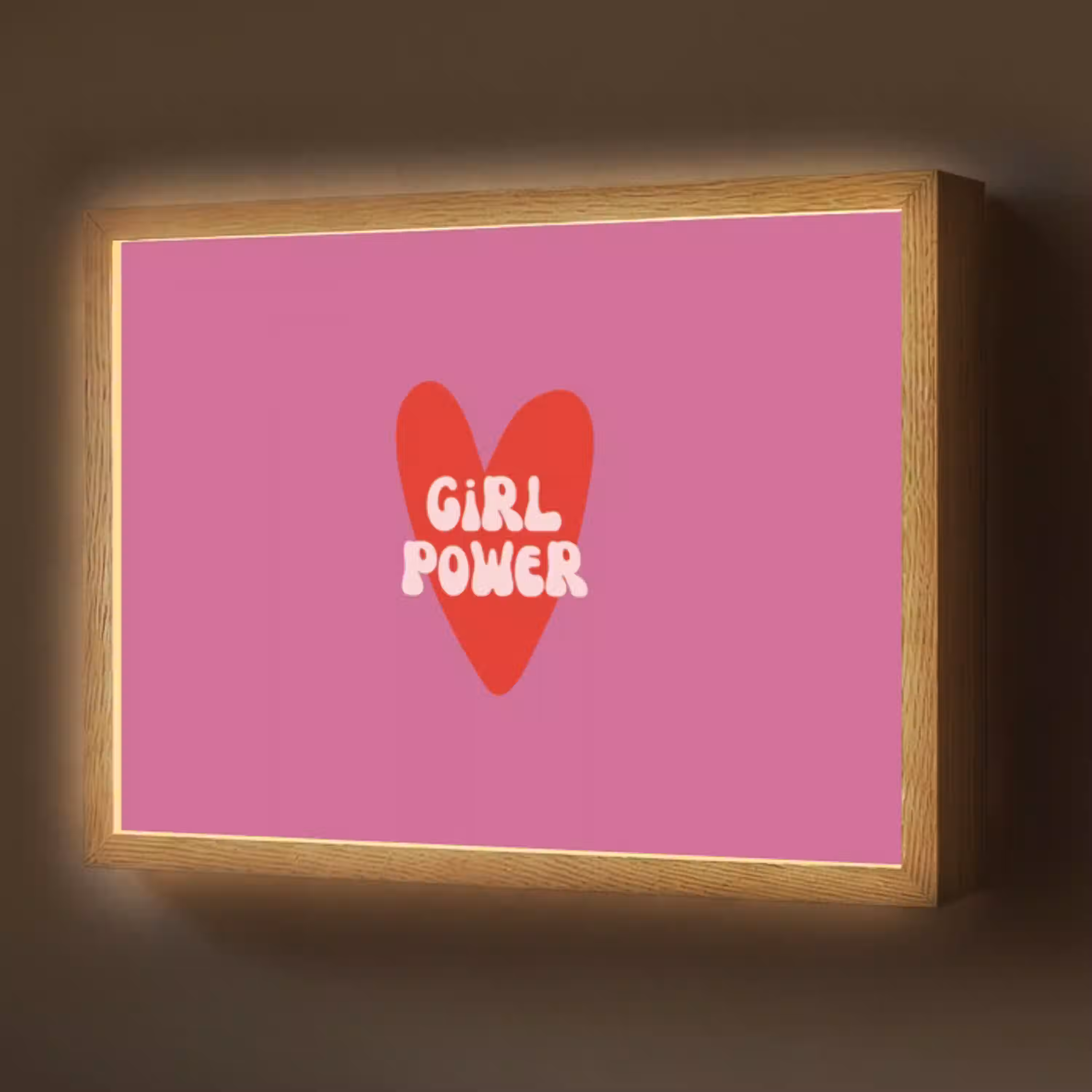 Girl power - Hart - Roze - Rood Light Box met batterij (Wandlamp) middel -z3d_website