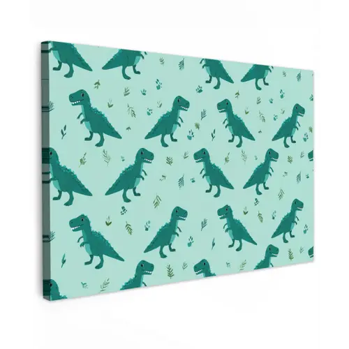 Donkergroen - Dinosaurussen - Afdrukken - Bladeren canvas 2cm klein -z3d