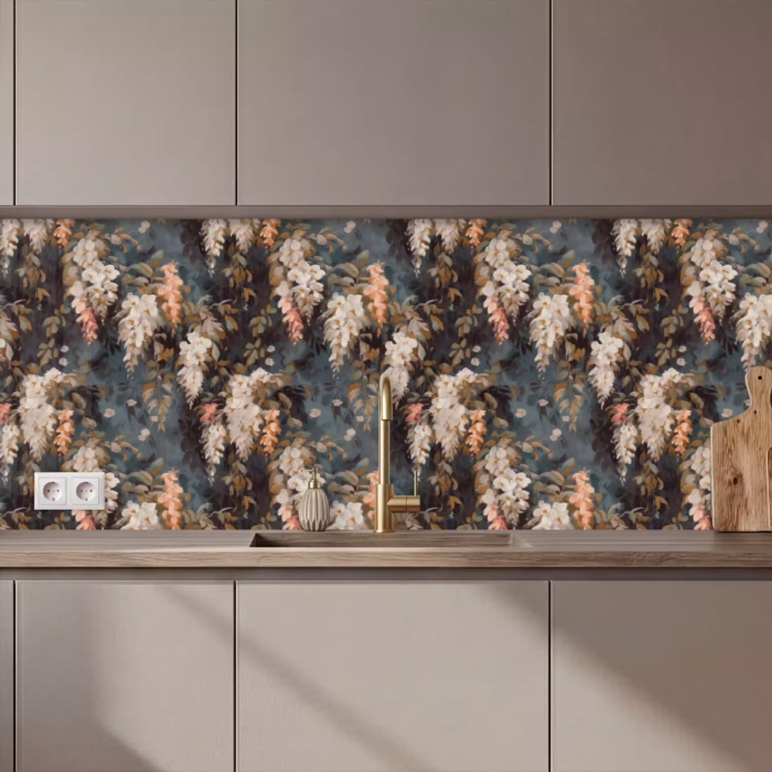 Bloemen - Bladeren - Donker - Patroon keuken achterwand 2 middel 871 zz_3dshopping
