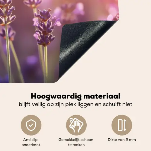 Lavendelbloemen - Paars - Zonlicht Inductie beschemer met haakjes klein -ky-onderkant-nl