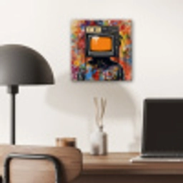 Televisie - Graffiti - Mens - Kleuren aluminium wit klein -sfeer5