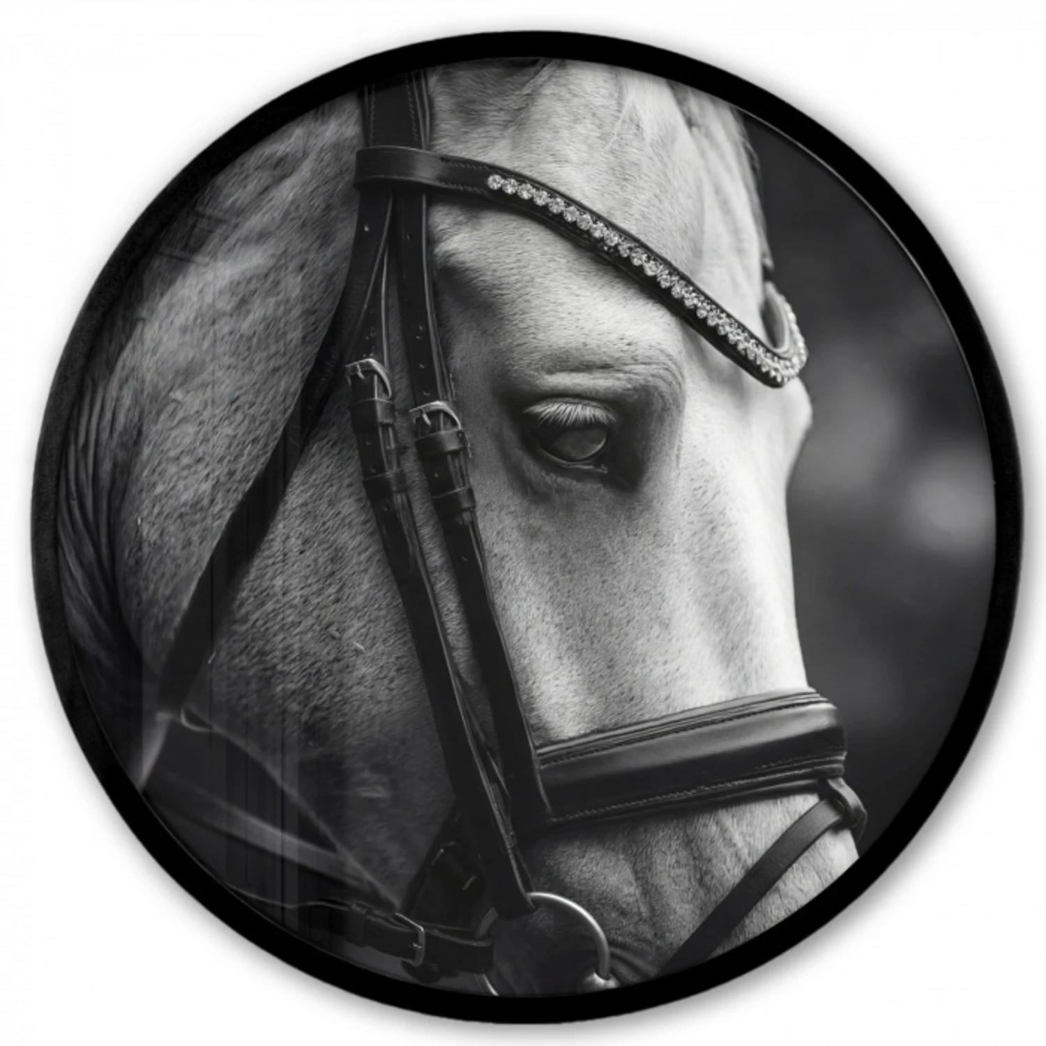 Paard - Schimmel - Portret Fotolijst rond zonder passe partout klein -3d