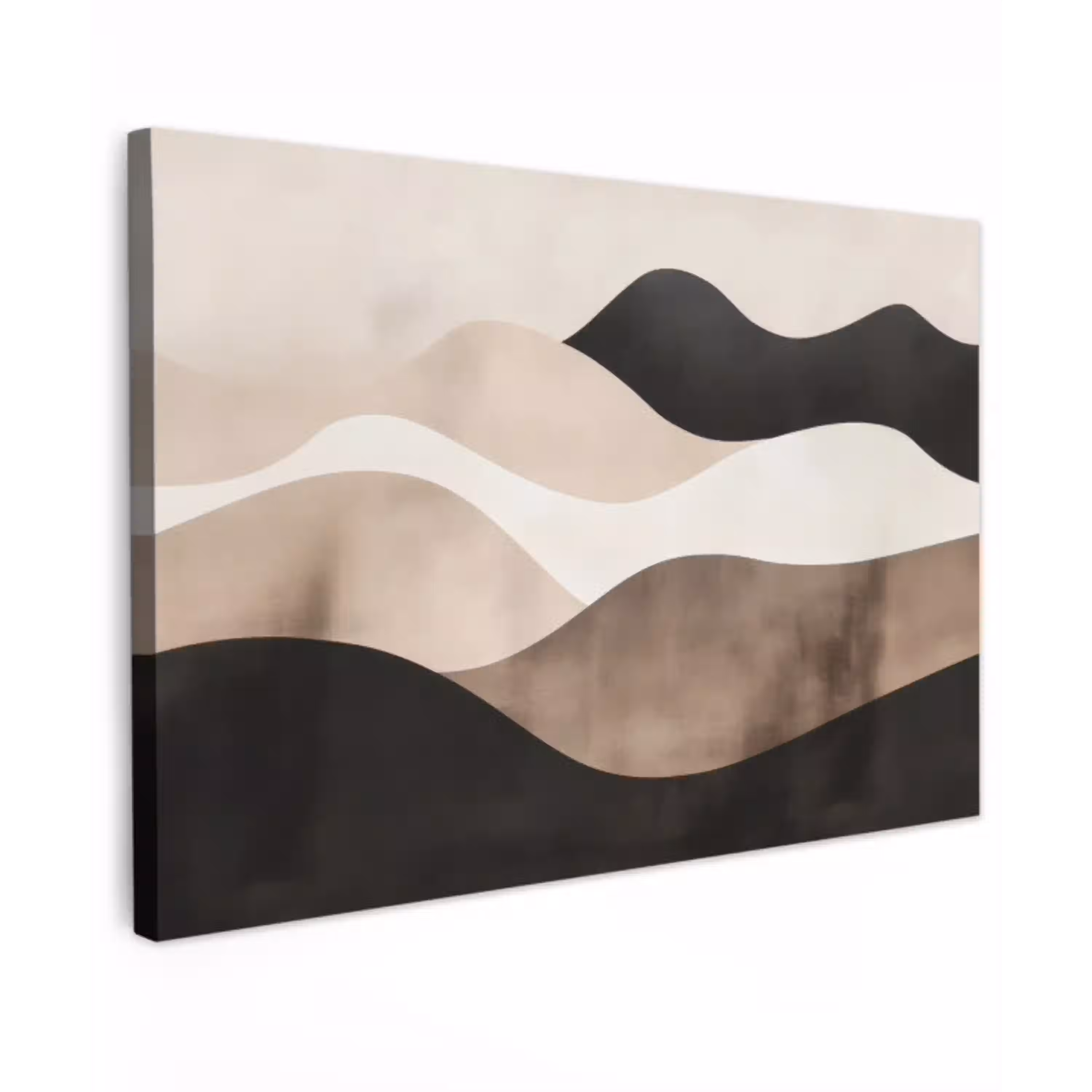 Abstract - Landschap - Golven - Crèmekleur Tuinposter op houten frame 2 cm dik klein -3d