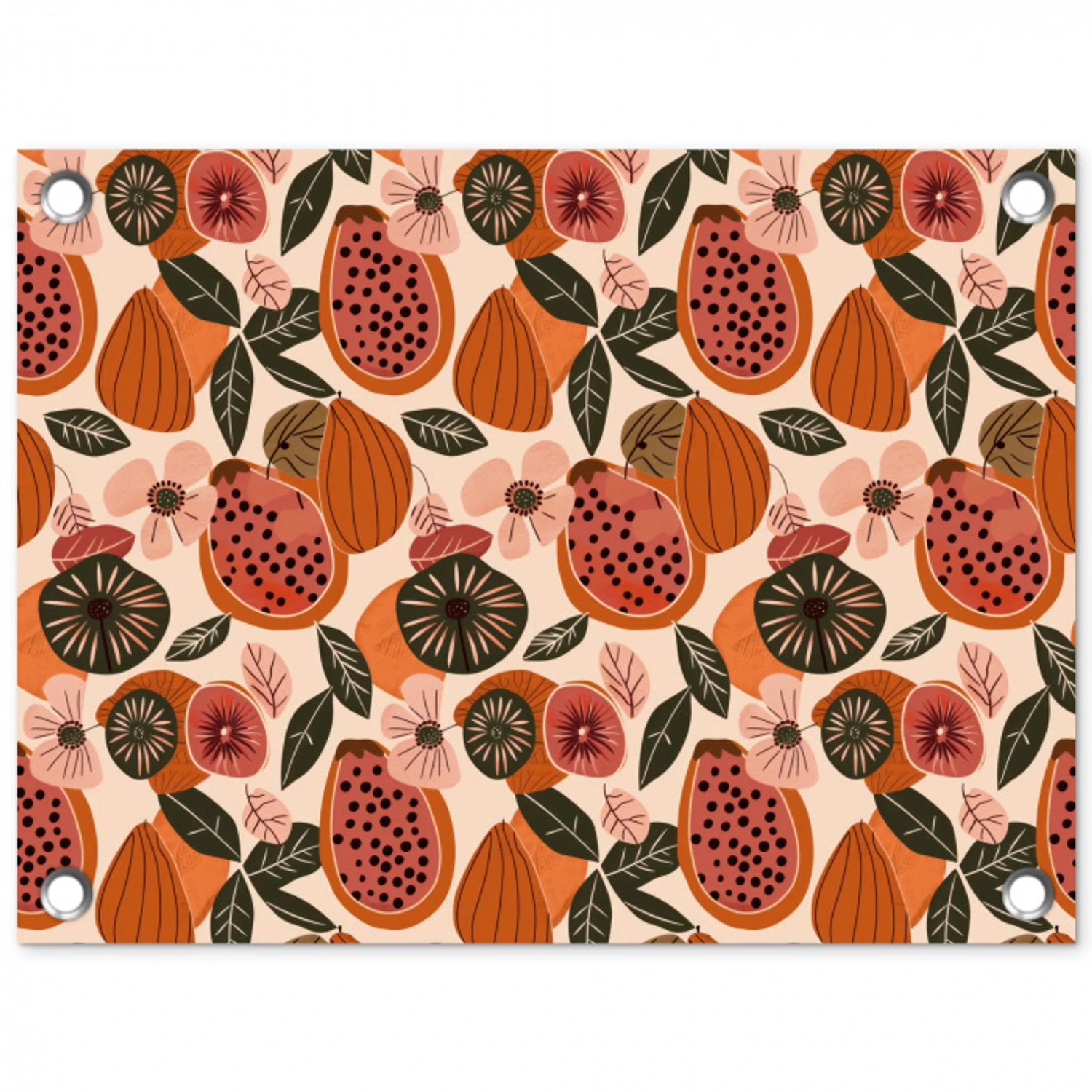 Papaja - Bloesem - Oranje tuinposter los doek klein 239 -3d