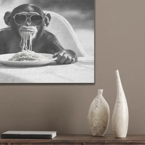Aap - Spaghetti - Zonnebril - Zwart wit - Cool - Dier PET vilt klein -sfeer6_closeup
