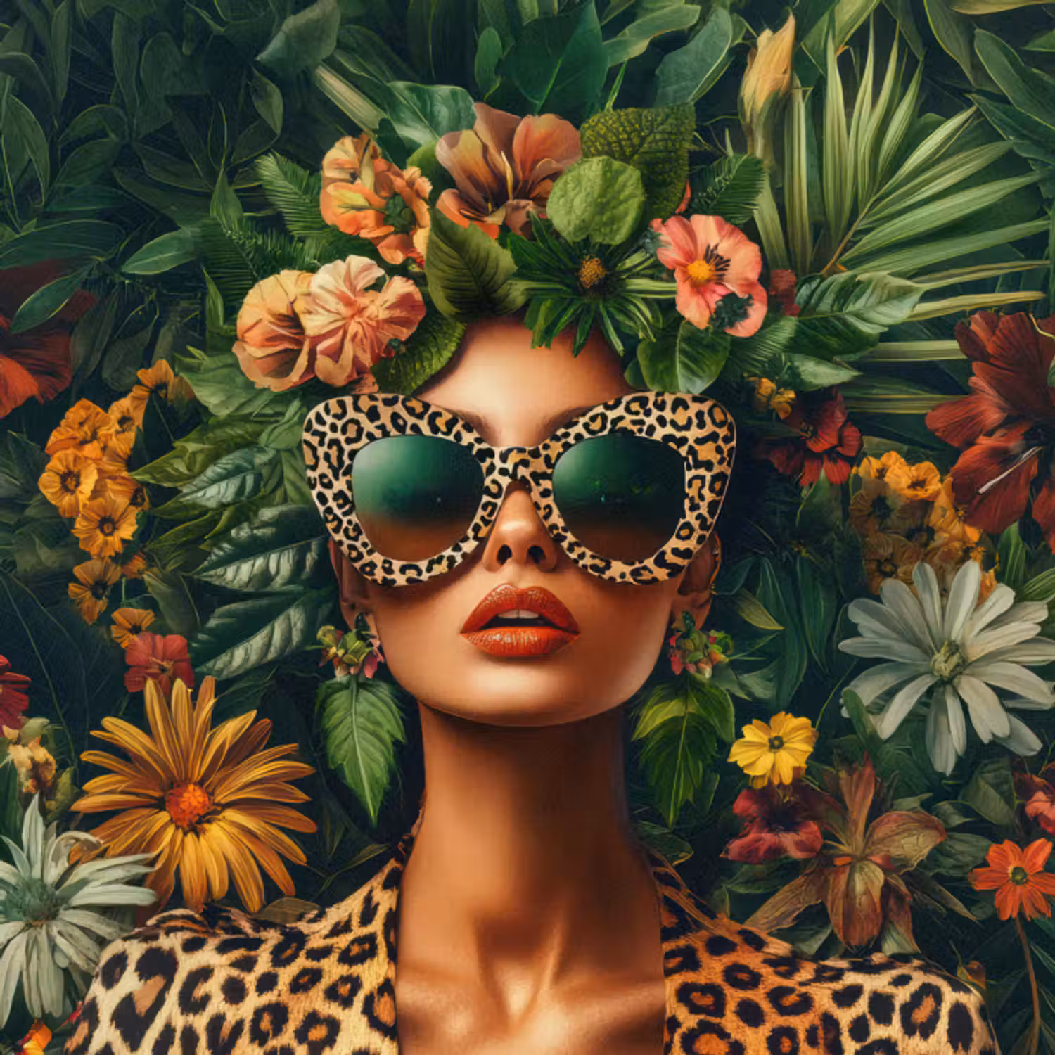 Behang - Vrouw - Panterprint - Jungle - Natuur - Luxe