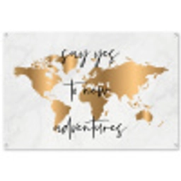 Quote - Goud - Glanzend - Wereldkaart tuinposter los doek groot -3d