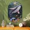 Mozaïek - Walvis - Koraal - Water Wandcirkel Ovaal Glas middel -sfeer2