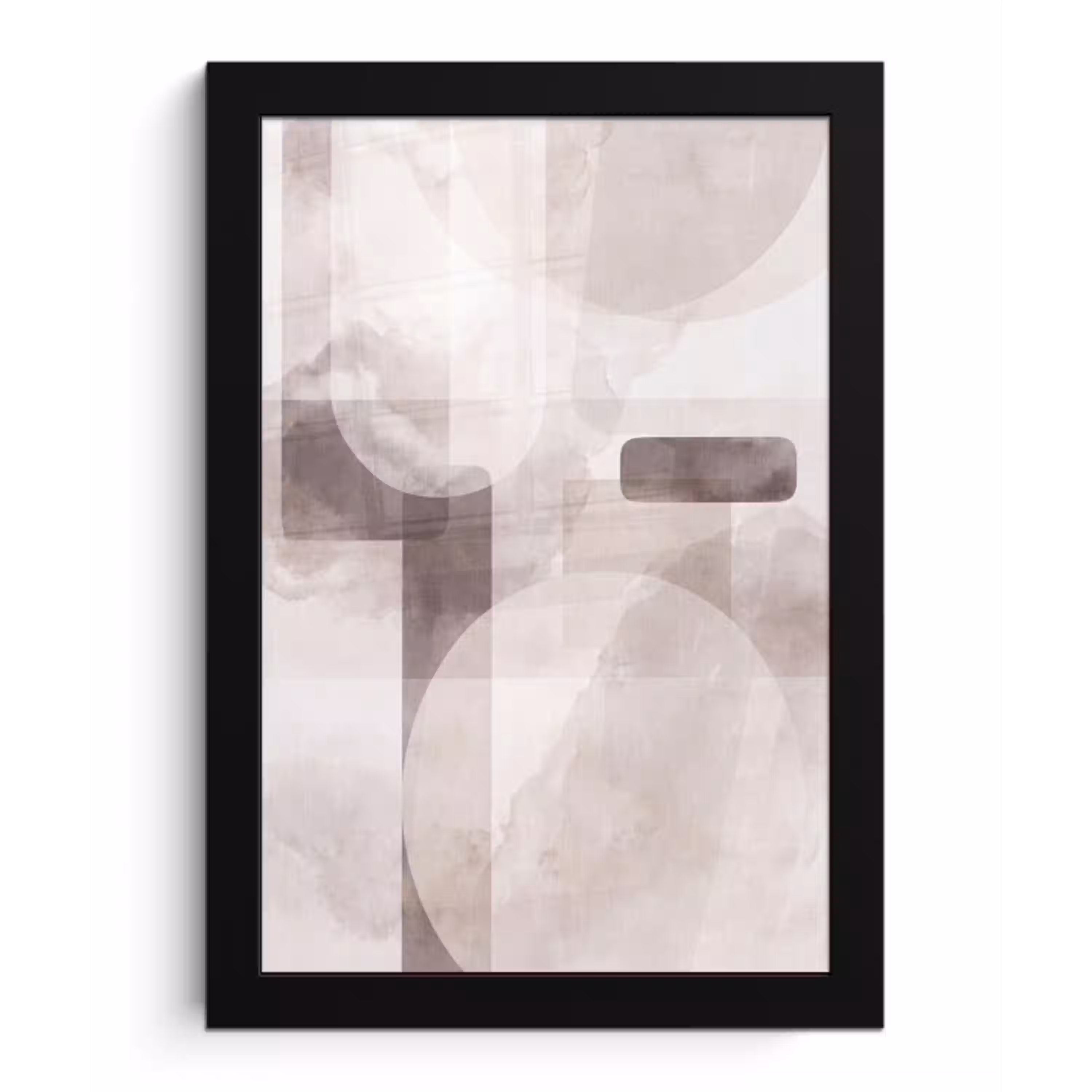 Abstracte vormen - Beige fotolijst zwart zonder passe partout klein -3d