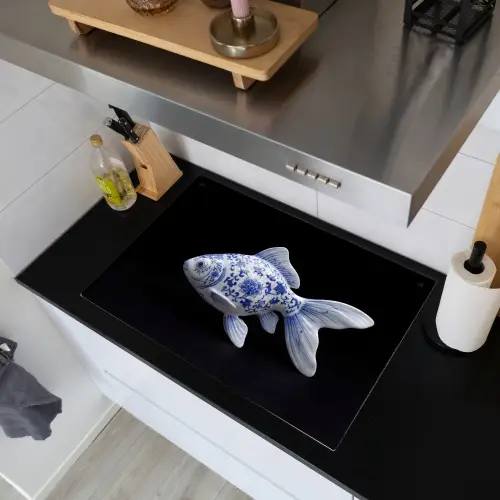 Porselein - Goudvis - Delfts - Blauw Inductie beschemer met haakjes klein -sfeer1