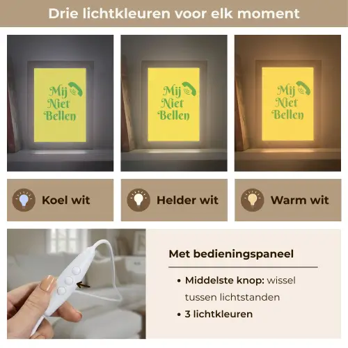 Mij niet bellen - Telefoon - Geel Light Box met kabel (Tafellamp) klein -USP_lichtkleurNL