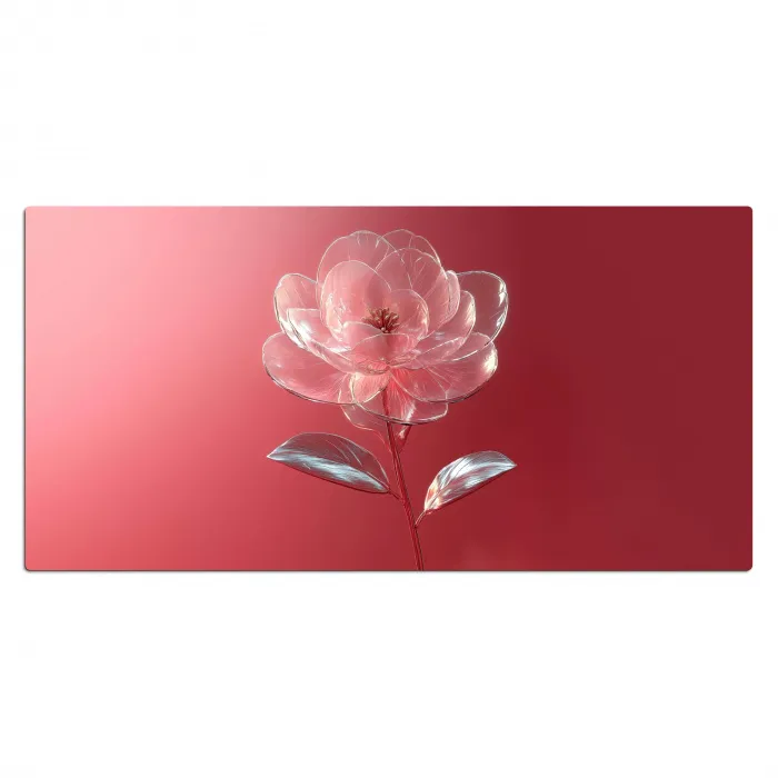 Sierlijk - Bloem - Roze - Glazen Muismat XXL klein -3d_leeg