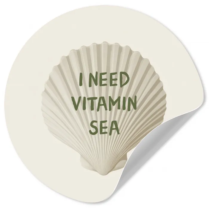 Schelp - Quote - Groen Wandcirkel behangsticker klein -3d