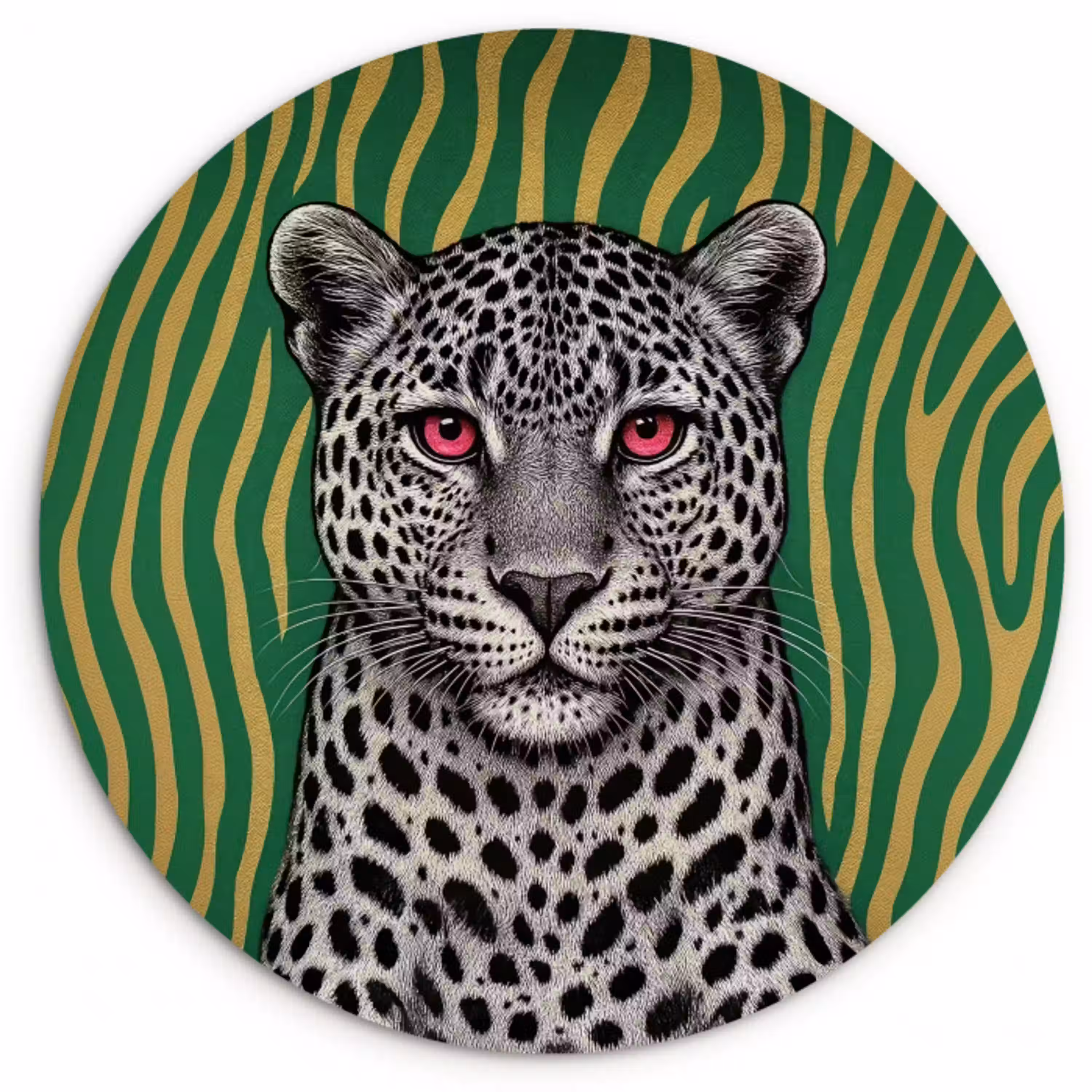 Panter - Zebrapatroon - Groen Wandcirkel plexiglas klein -3d
