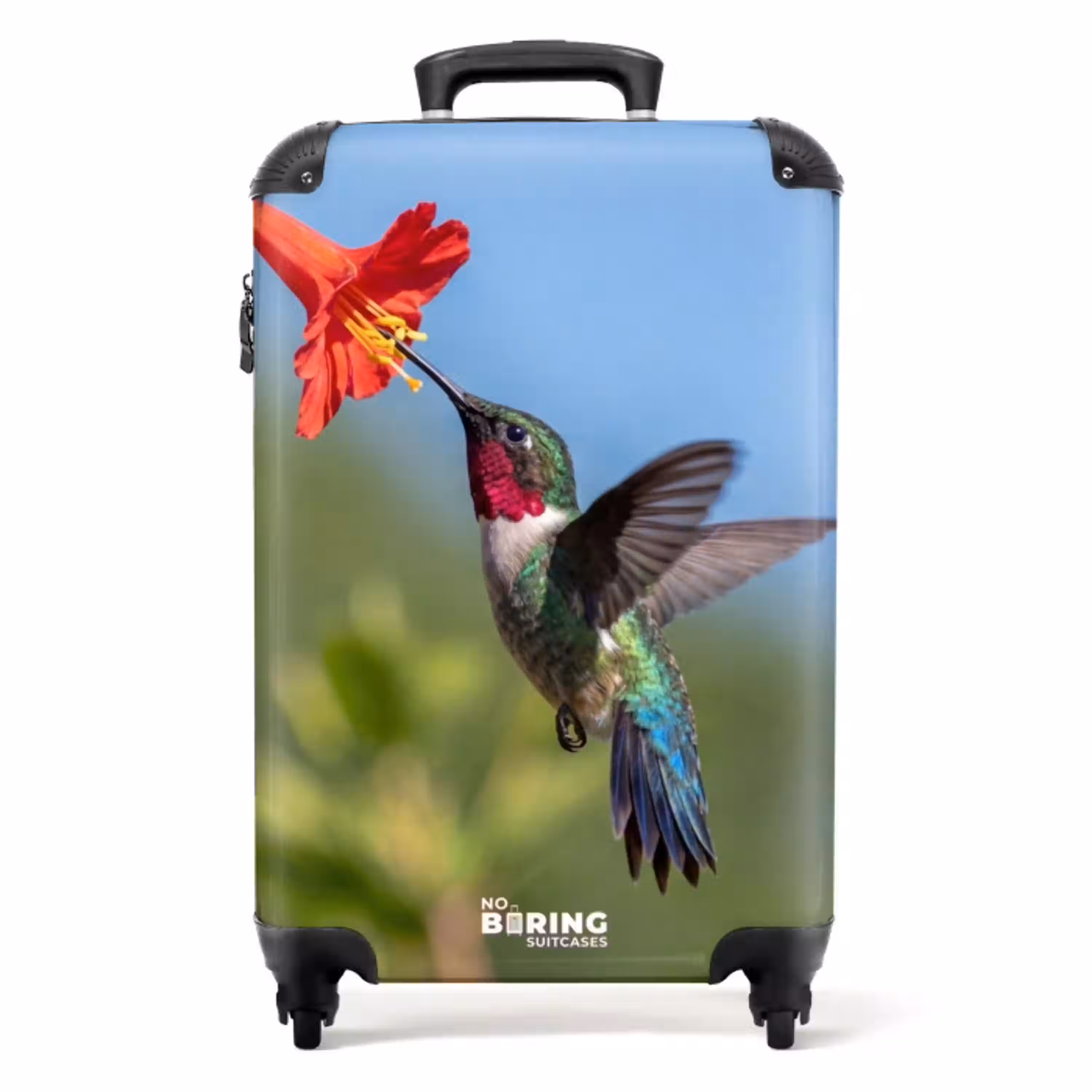 Kolibrie - Bloem - Natuur - Groen NBS - Handbagage koffer - Volwassenen Unisex middel -productfoto_recht