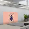 Kever - Donkerblauw - Bloemen - Sierlijk keuken achterwand spatscherm klein -3d_schuin