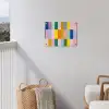 Stroken - Blauw - Patroon - Abstract tuinposter los doek klein -sfeer8