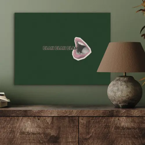 BLAH BLAH BLAH - Mond - Groen PET vilt klein -sfeer2