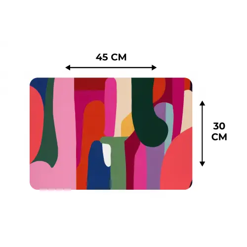 Kleurvakken - Recht - Rond - Abstract Placemat vinyl groot -specs