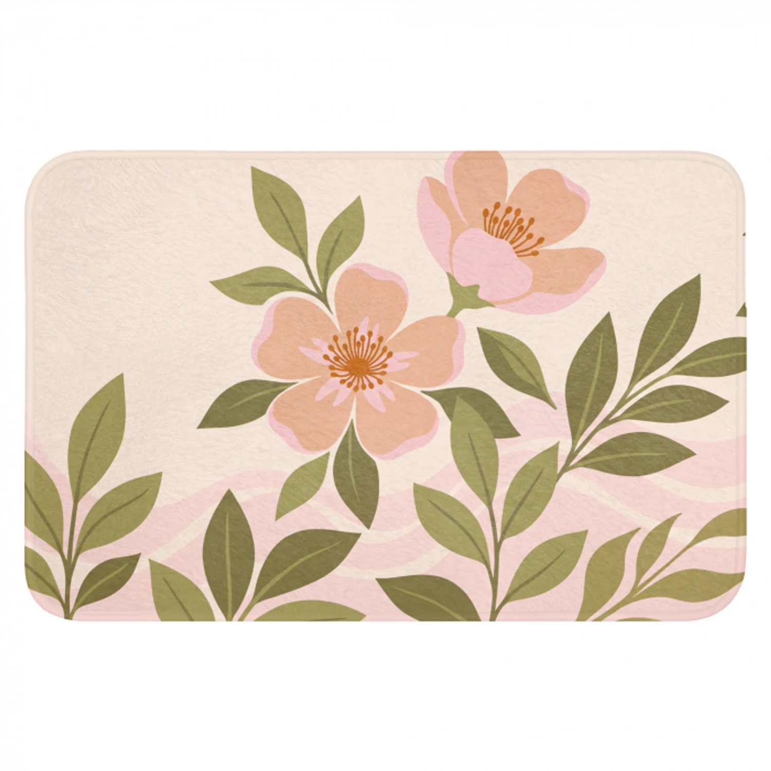 Grafisch - Bloemen - Roze Badmat klein -3d