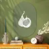 Vijgen - Minimalistisch - Getekend - Mosgroen Wandcirkel Ovaal Glas middel -sfeer2