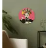Meisje - Kopje - Bloemen - Roze Wandcirkel kunststof plaat 5mm dik klein -sfeer3