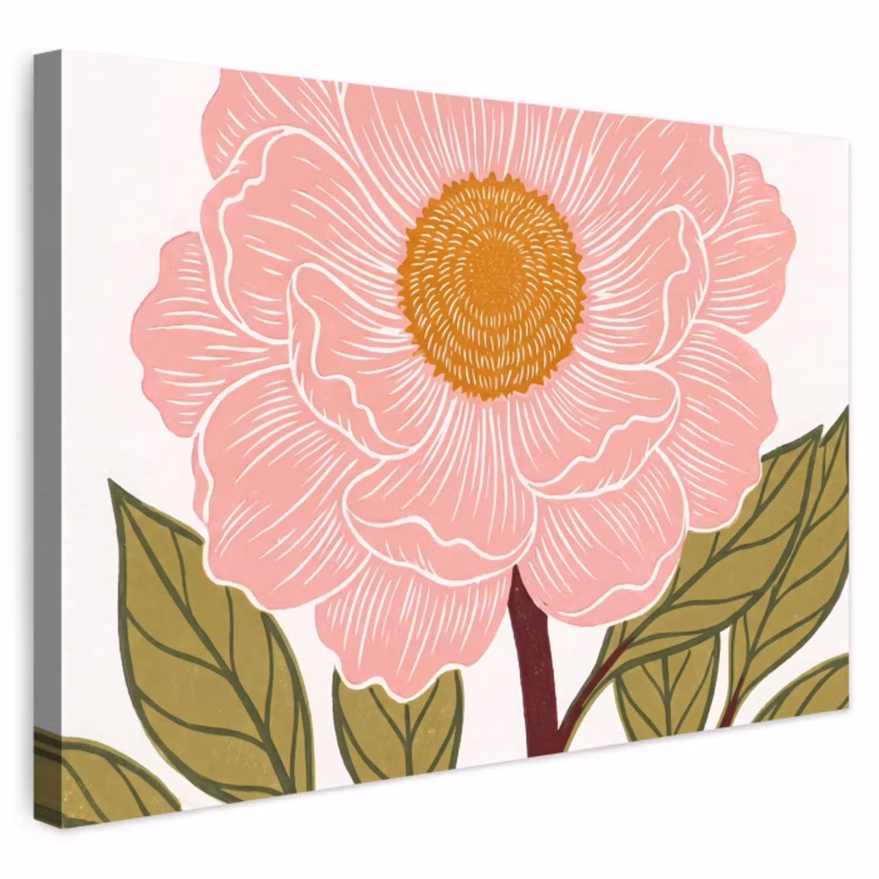 Bloemen - Roze - Illustratie Tuinposter op houten frame 2 cm dik klein -3d