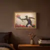 Street art - Man - Bloemen - Graffiti - Banksy Style Light Box met batterij (Wandlamp) middel -sfeer4