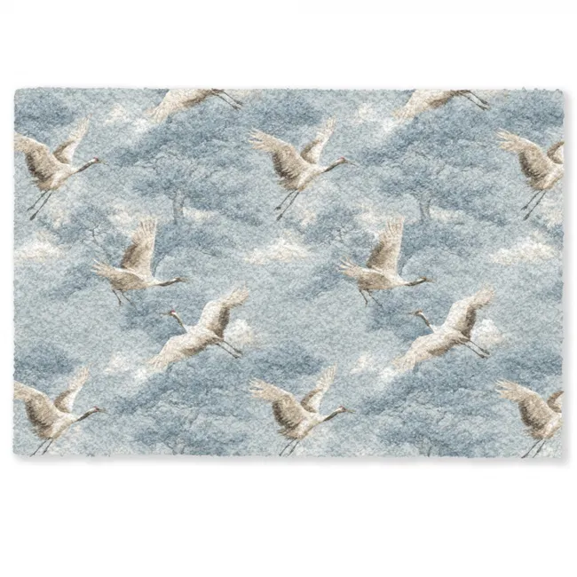 Deurmat - Wolken - Kraanvogels - Blauw