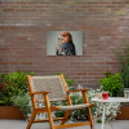 Vogel - Realistisch - Veren - Bruin Tuinposter op houten frame 2 cm dik klein -sfeer3
