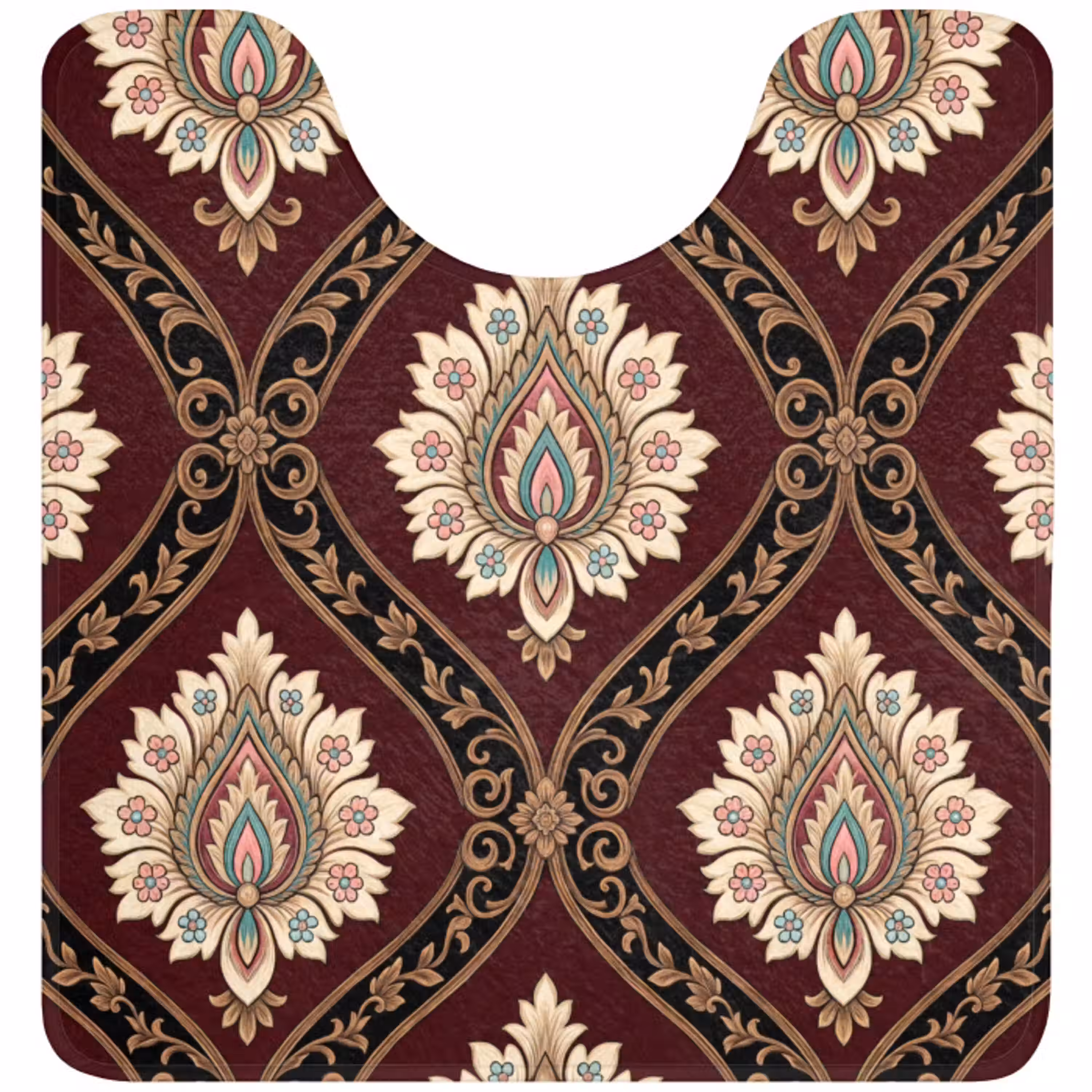 Patroon - Bloemmotief - Decoratie - Klassiek - Rood WCmat U-uitsnede middel -3d