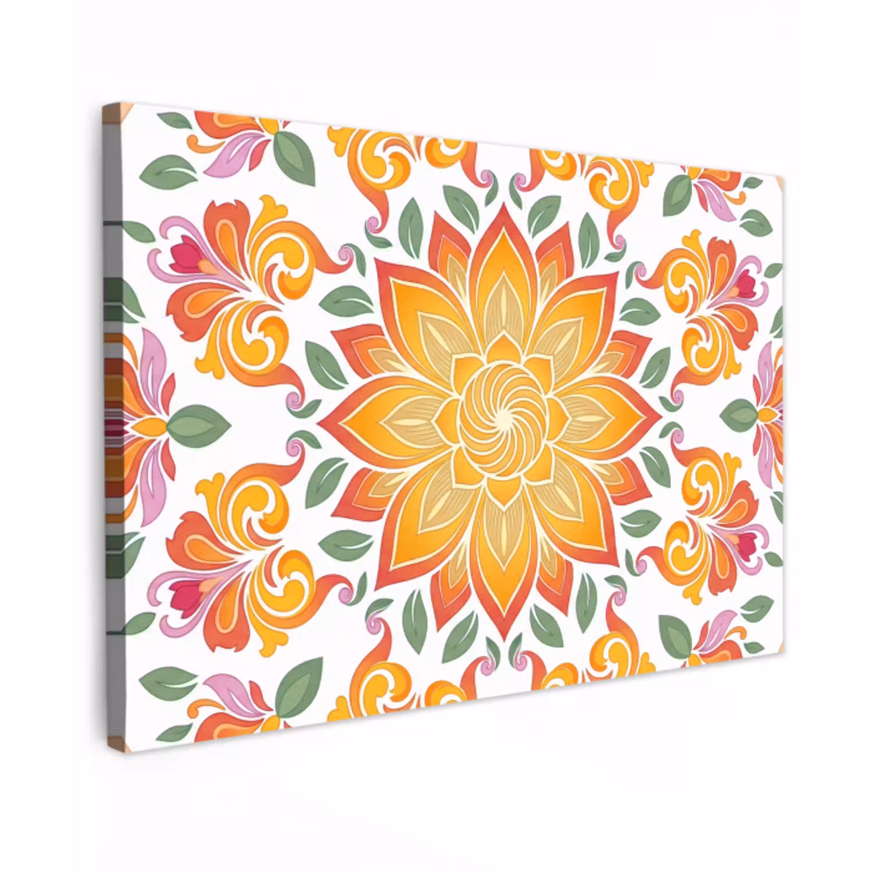 Mandala - Bloemen - Decoratie - Kleurrijk - Abstract canvas 2cm klein -z3d