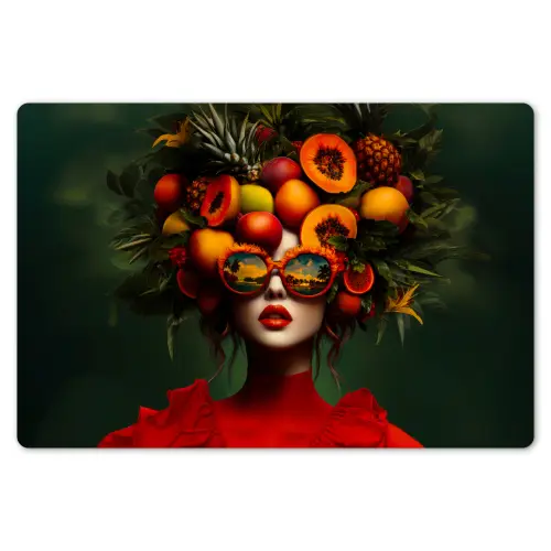 Vrouw - Vruchten - Papaja - Ananas Placemat vinyl groot -zzsfeer1_Kitchenyeah-website