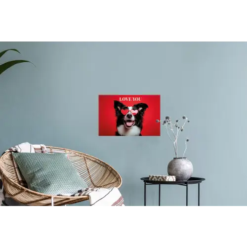 Hond - Hartjesbril - Loveyou - Rood Muursticker klein -plant