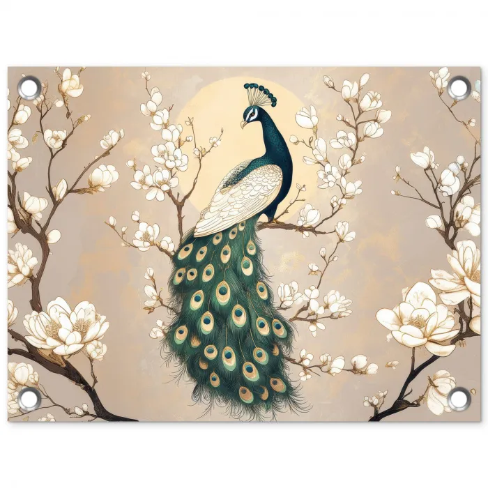 Pauw - Tak - Bloemen tuinposter los doek klein -3d