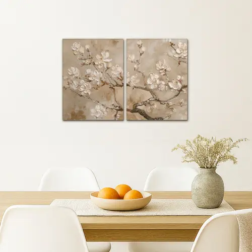 Beige - Bloesem - Modern Canvas - Meerluiken 2 luik klein -sfeer4