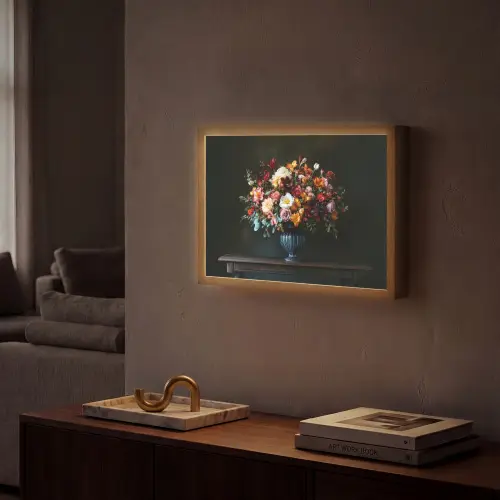 Groot - Bloemen - Vaas - Boeket Light Box met batterij (Wandlamp) middel -sfeer1