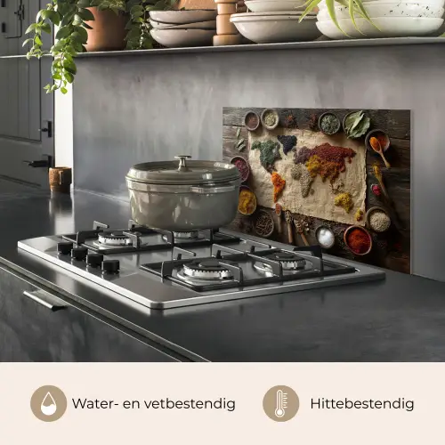 Wereldkaart - Specerijen - Kleurrijk keuken achterwand spatscherm klein -usp_NL