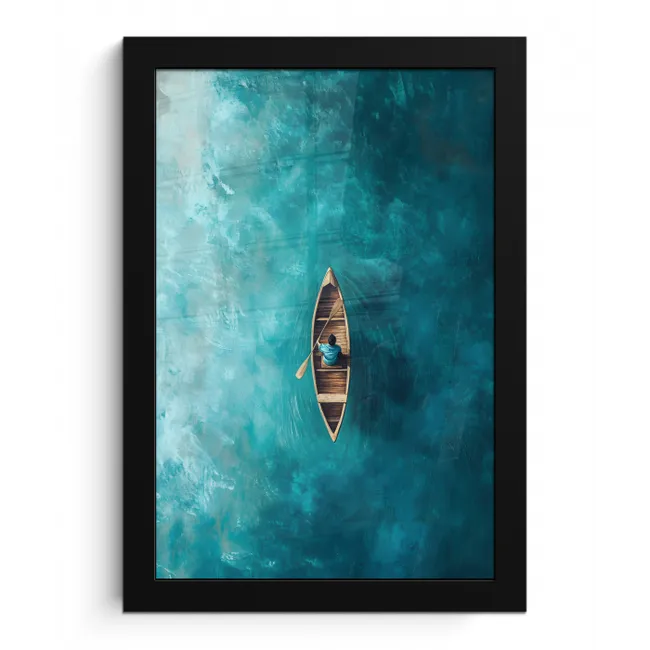 Bootje - Water - Blauw fotolijst zwart zonder passe partout klein -3d