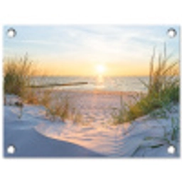 Strand - Zon - Duin - Gras - Zand - Horizon tuinposter los doek klein -3d