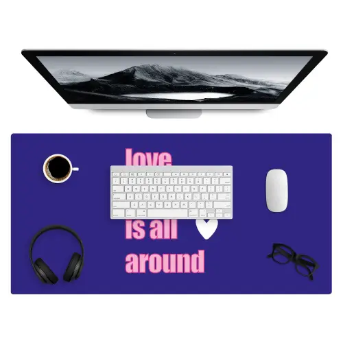 Tekst - Valentijn - Love - Blauw Muismat XXL klein -3d