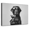 Hond - Zwart - Wijnglas - Zonnebril Textielframe zwart klein -3d