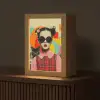 Meisje - Zonnebril - Kat - Retro Light Box met kabel (Tafellamp) klein -z3d_website