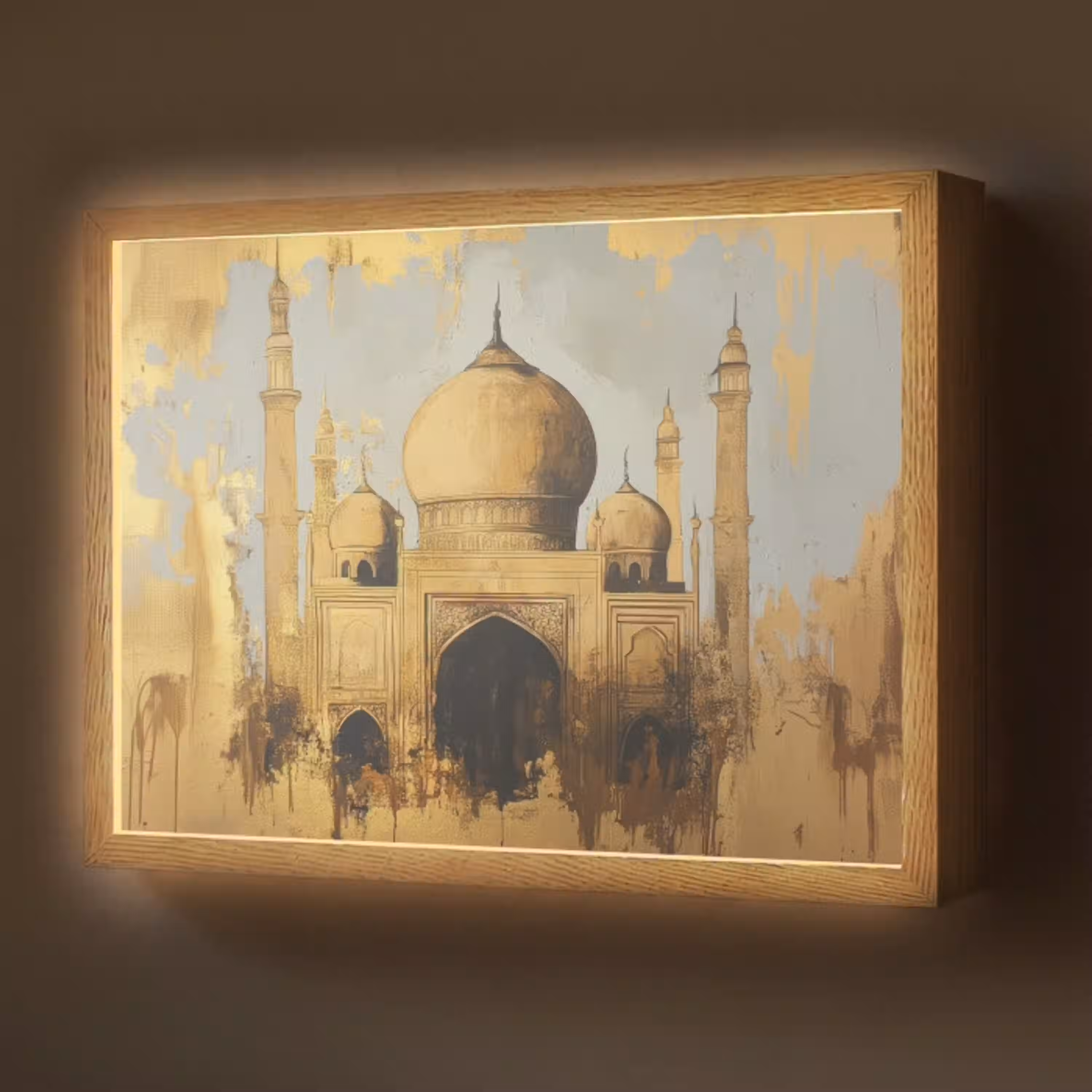 Moskee - Goud - Arabisch - Ramadan - Islamitische Light Box met batterij (Wandlamp) middel -z3d_website
