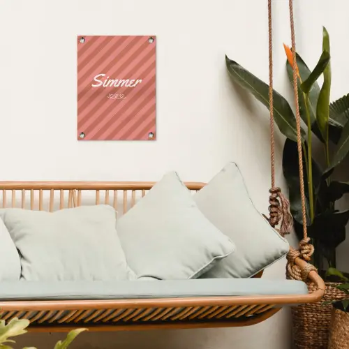 Simmer - Hartjes - Strepen - Roze tuinposter los doek klein -sfeer7