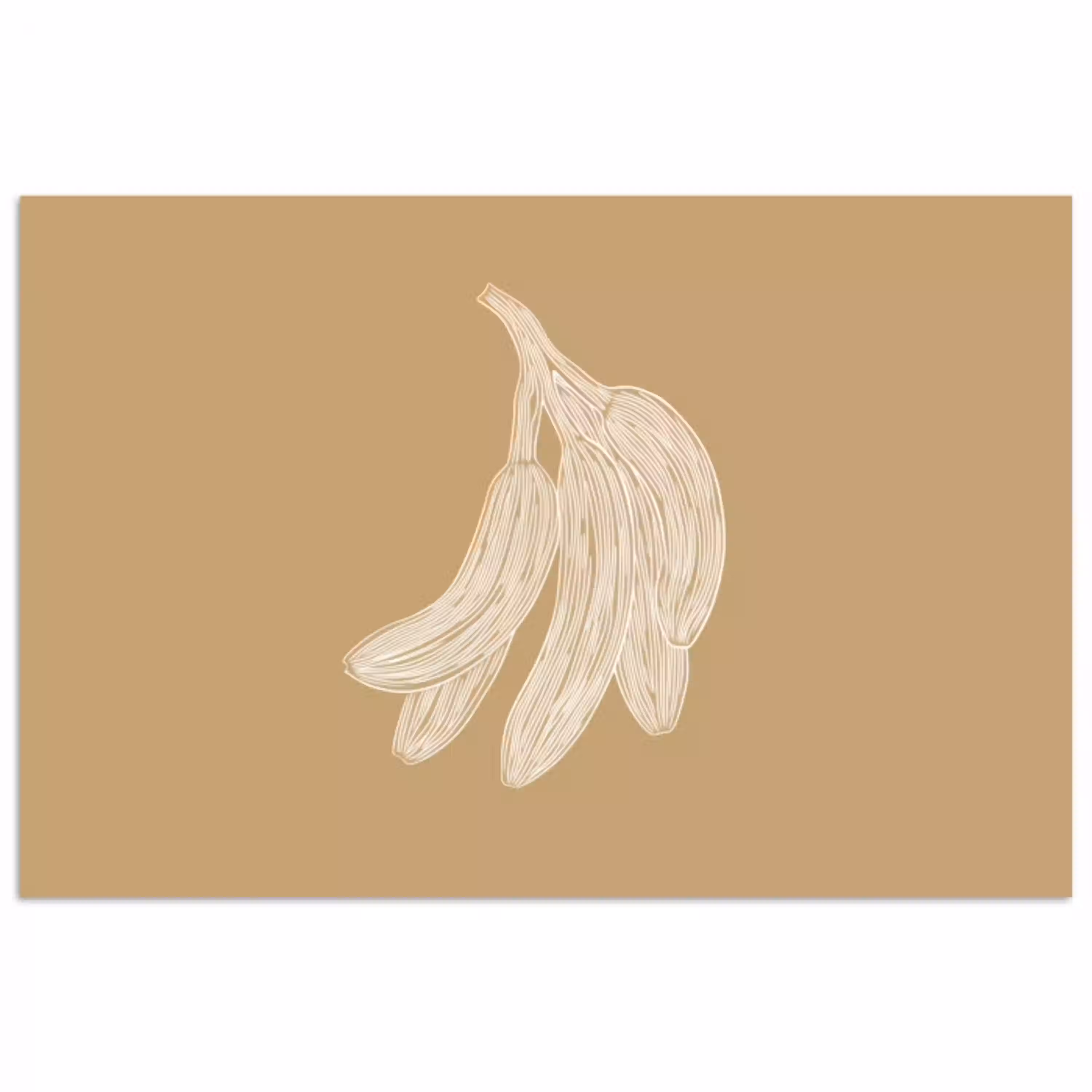 Bananen - Beige - Lijntekening - Minimalistisch poster papier klein -3d