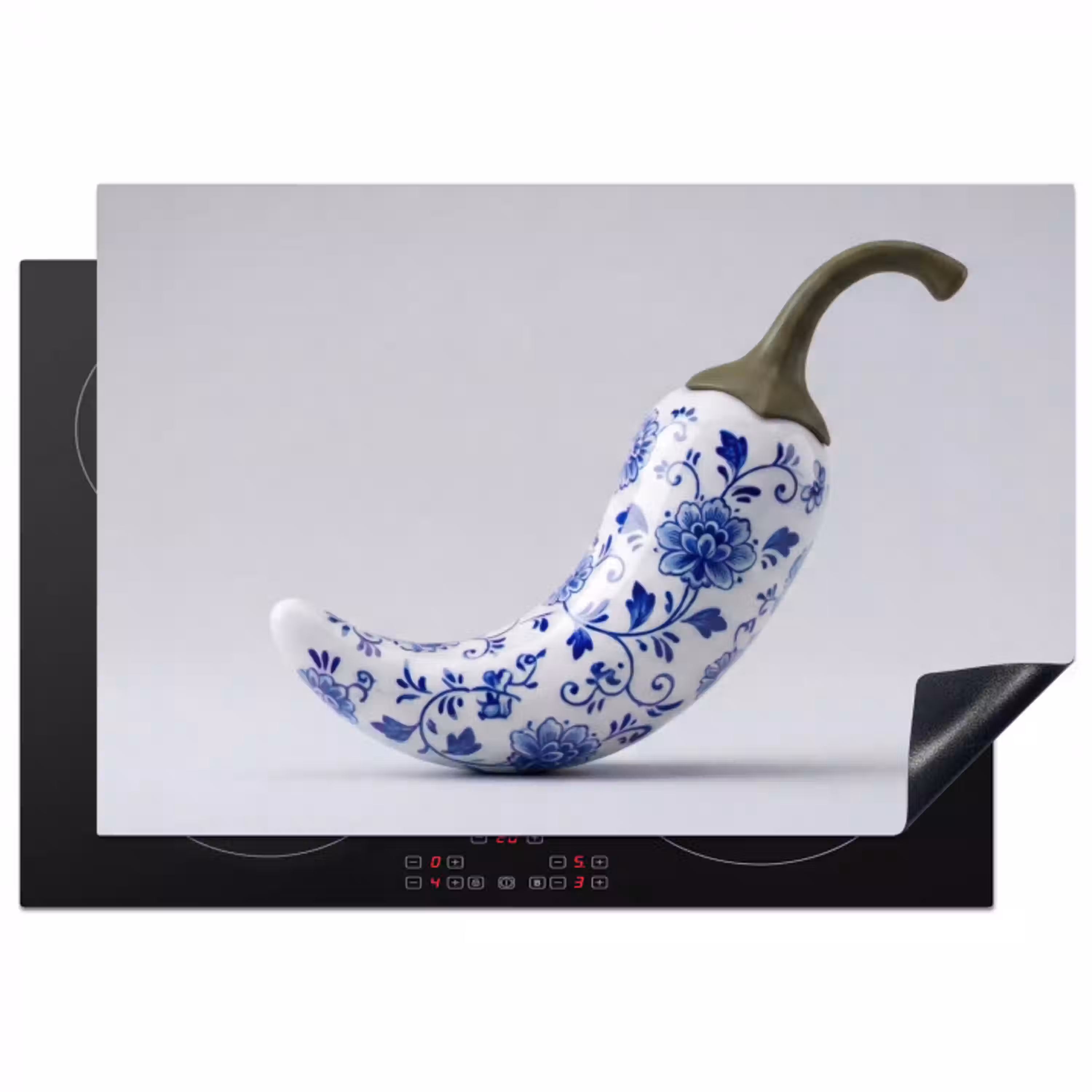 Chilipeper - Keramiek - Blauw Inductie beschermer vinyl 3mm klein -3d